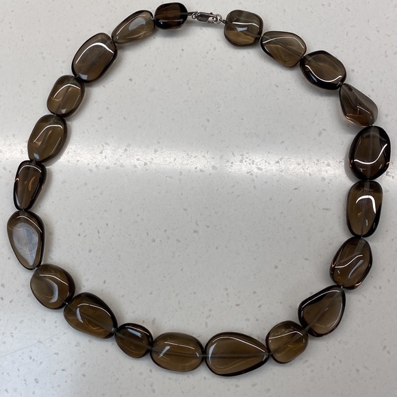 Natural Smoky Quartz Necklace Oval Smooth Beaded. Single strand, Rare find - Picture 6 of 11